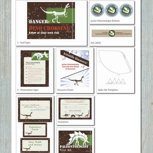Dinosaur Dig Birthday Party Printables Set - INCLUDES CUSTOMIZED ...