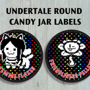 Undertale runde 3-Zoll-Etiketten zum Ausdrucken - BONUS ""Undyne The Royal Candy Guard"" Poster - Set für Candy Buffet, Cupcake Topers, Mehr! -