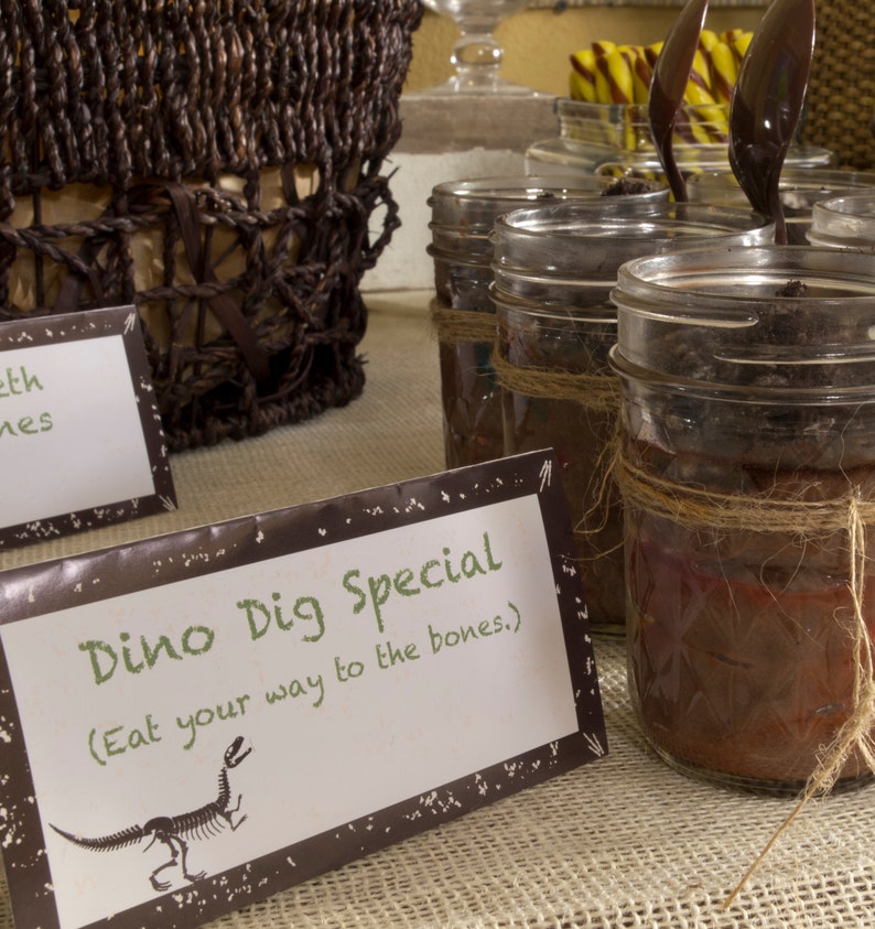dinosaur party food label printables buffet table labels