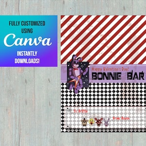 EDITABLE Valentine's Five Nights at Freddy's Candy Bar Wrapper - "Bonnie Bar" - Valentine's Day Favor