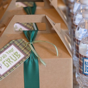 Camping / rustikale Party Food Label Ausdrucke - Food - Buffet-Tisch-Etiketten - Etiketten Bento Box-Tag - Tag, gefallen - Wüste Label - Camping Party