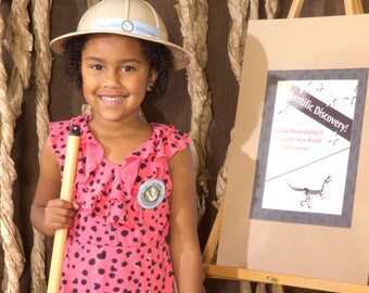 Three Dinosaur Dig Site Party Signs, One Scientific Discovery Poster, Dinosaur Footprint Template and Tutorial - Birthday Party Decor