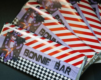 EDITABLE Five Nights at Freddy&#39;s &quot;Bonnie Bar&quot; Candy Bar Wrapper - CUSTOMIZED - Birthday Party Favor - Valentine&#39;s Day Favor
