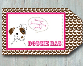 Doggie Bag Label Printable - Gift Bag Label - "Thank you for coming to my paw-ty" and "Doggie Bag" - Puppy Love Event -  Instant Download