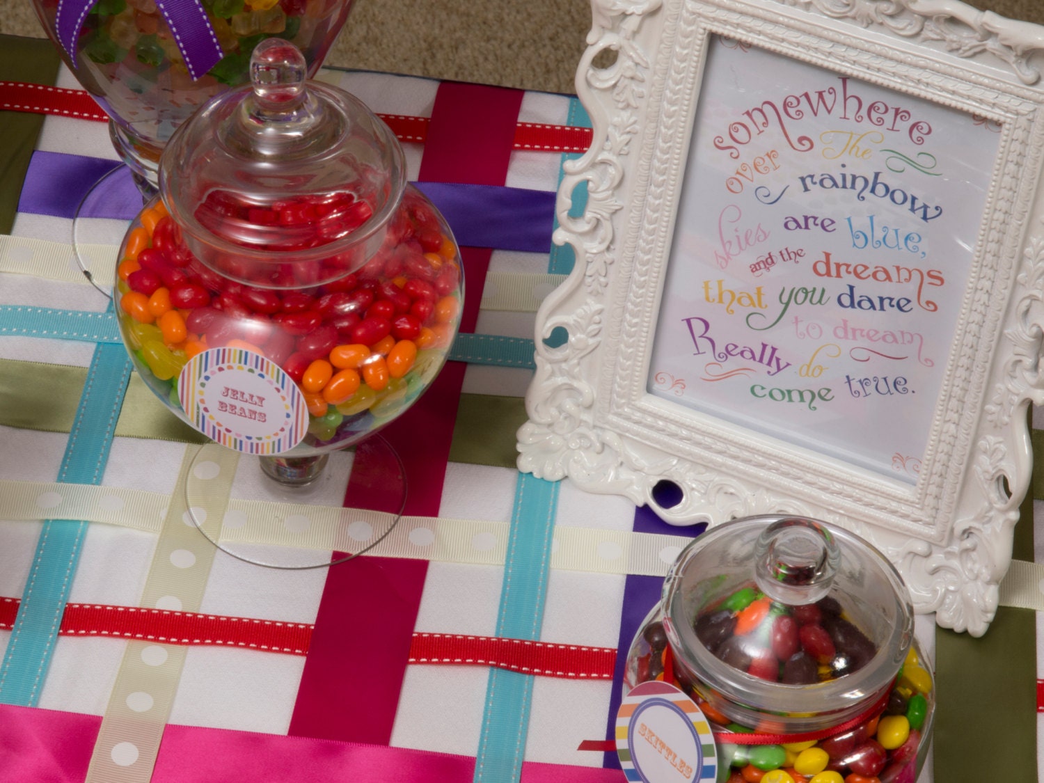 THREE Rainbow Party Sign Printables Rainbows Are Sweet Candy | Etsy