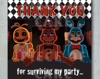 Editable Five Nights at Freddy's Invitation Free Thank You Card