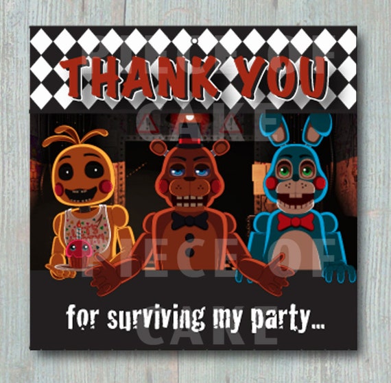 Five Nights at Freddy's Favor Bag / Thank You (Instant Download) 