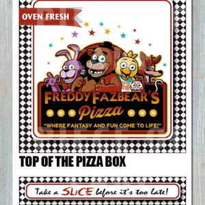 Five Night's At Freddy's PIZZA BOX Printable Birthday Bridal Shower Event Party Favor Decoration image 1