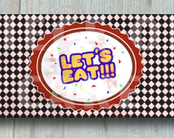 Five Night's At Freddy's Napkin Wrapper Printable - "Let's Eat!!!" - Five Nights At Freddy's Event or Party