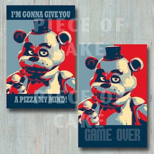 Five Night&#39;s At Freddy&#39;s 5x7 / 4x6 Pictures / Party Decor- &quot;I&#39;m Gonna Give You A Pizza My Mind&quot; & &quot;Game Over&quot; - Five Nights At Freddy&#39;s