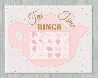 Tea Party Bingo Game - Up to 40 Different Cards - Birthday Activity - Tea Party Birthday - Tea Party Baby Shower - Tea Party Play Date