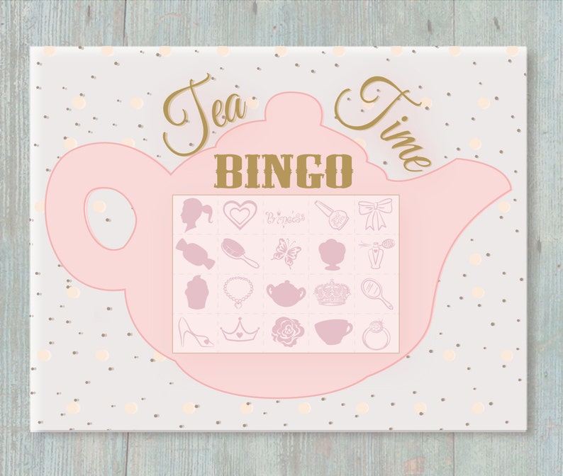 Tea Party Bingo Game Up To 40 Different Cards Birthday Etsy Tea Party Bingo Game Up To 40 Different Cards Birthday Etsy