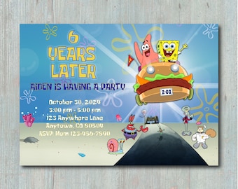 EDITABLE Birthday Invitation | Instant Download | CUSTOM | 5x7 Party Invite for Kids | Printable & Digital Options | Sponge Bob