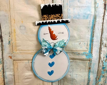 Snowman Door Hanger, Winter Door Hanger, Snowman Door Decor, Winter Door Decor, Snowman Wreath, Winter Wreath