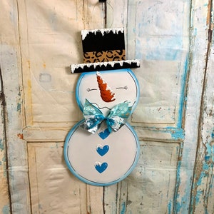 Snowman Door Hanger, Winter Door Hanger, Snowman Door Decor, Winter Door Decor, Snowman Wreath, Winter Wreath
