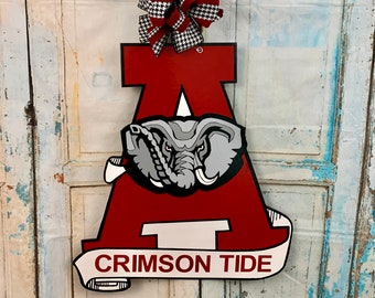Alabama Door Hanger, Alabama Crimson Tide Door Hanger, Alabama Roll Tide Door Hanger, Alabama Wreath, Alabama Crimson Tide Wreath, Roll Tide