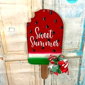 Summer Door Hanger, Popsicle Door Hanger, Watermelon Popsicle Door Hanger, Popsicle Wreath, Hello Summer Door Hanger, Summer Decor,