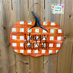 Pumpkin Door Hanger, Fall Door Hanger, Fall Wreath, Blessed, Pumpkin, Thanksgiving Door Hanger, Thanksgiving Wreath, Plaid Pumpkin Decor