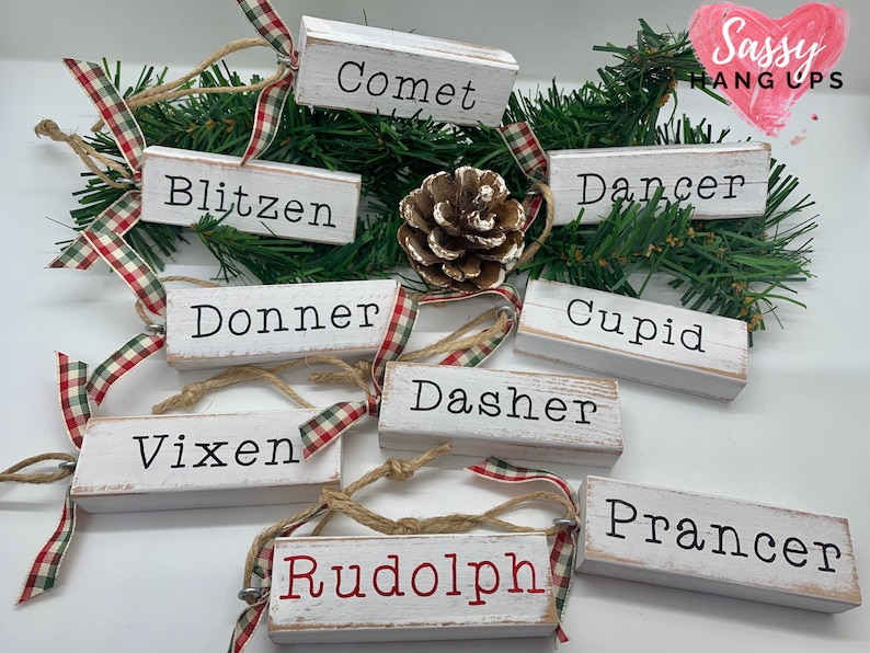 Reindeer Names Ornaments Christmas Ornaments Farmhouse Etsy