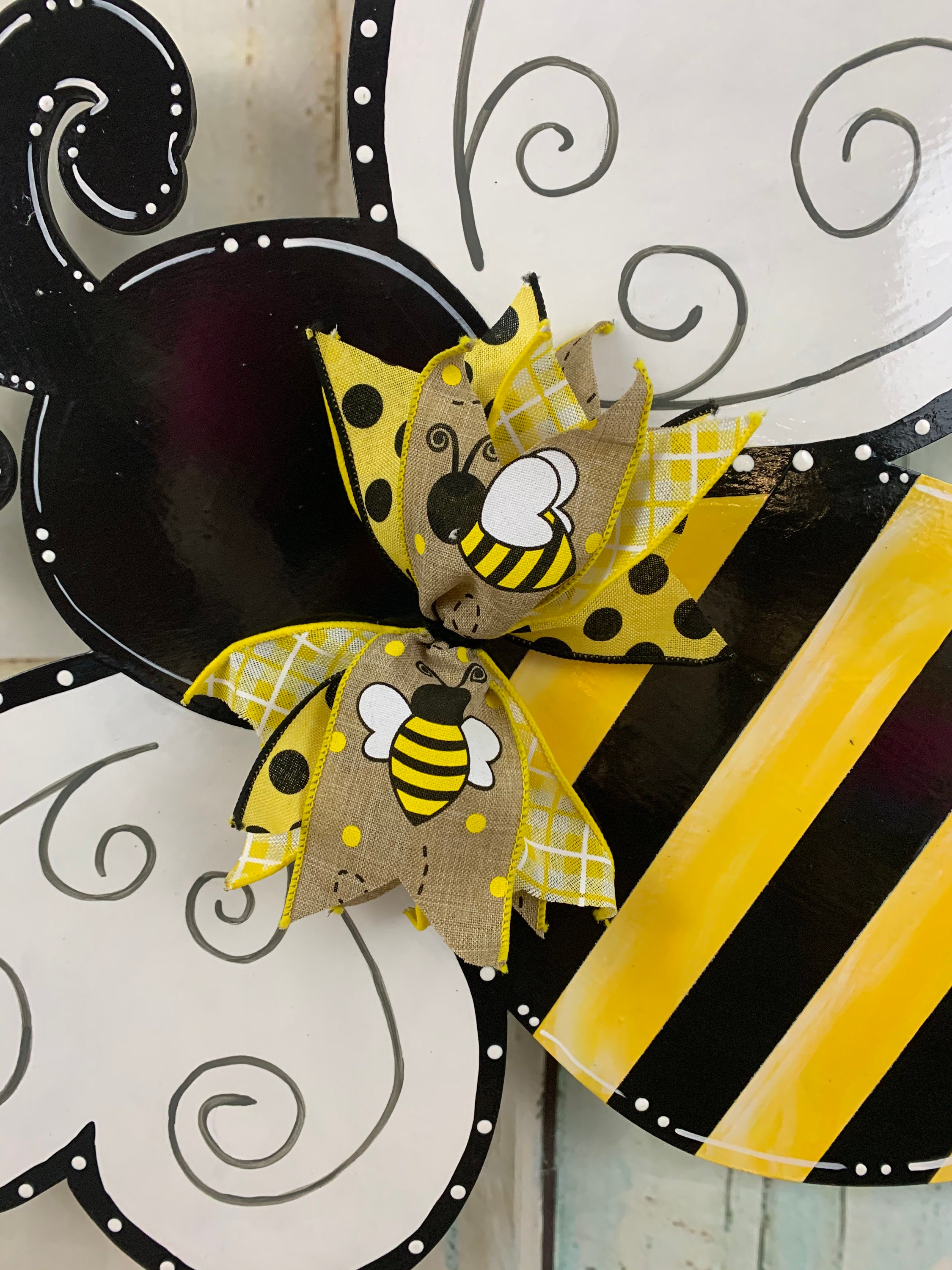 Bumble Bee Door Hanger, Bee Happy Decor, Bee Door Hanger, Bumble Bee