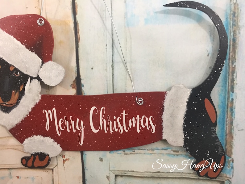 Dachshund Door Hanger Dachshund Christmas Wreath Dachshund Gift, Christmas Gift Christmas Decor Christmas Sign Christmas Door Hanger