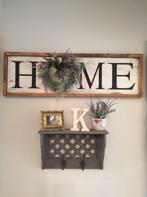 Farmhouse Home Sign With Wreath Home Sign Farmhouse Wreath Etsy