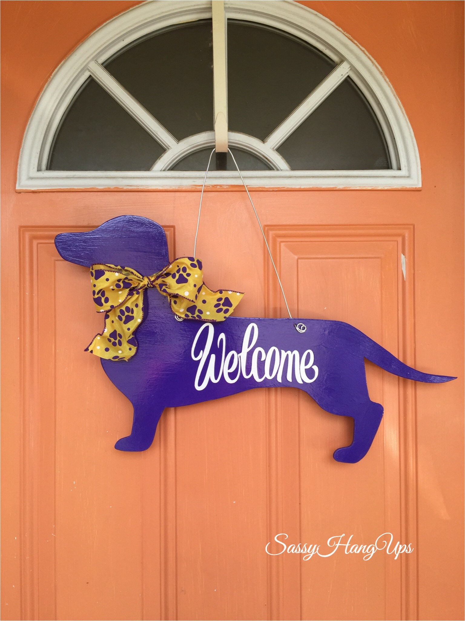 LSU Dachshund Door Hanger LSU Tigers Dog Door Hanger Dog Etsy