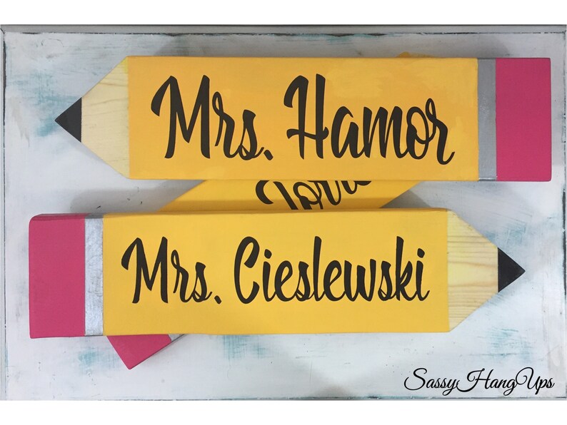Teacher Sign, Teacher Pencil Sign, Teacher Christmas Gift, Personalized ...