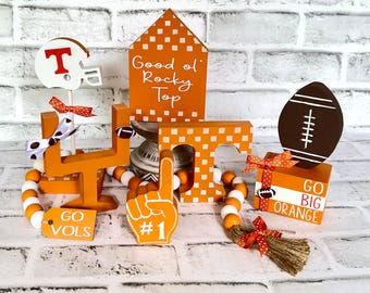 TN Volunteers, Football Tier Tray Decor, TN Vols, Football, Rocky Top,  Game Day, Tier Tray Decor, Football, Bead Garland, Orange & White,
