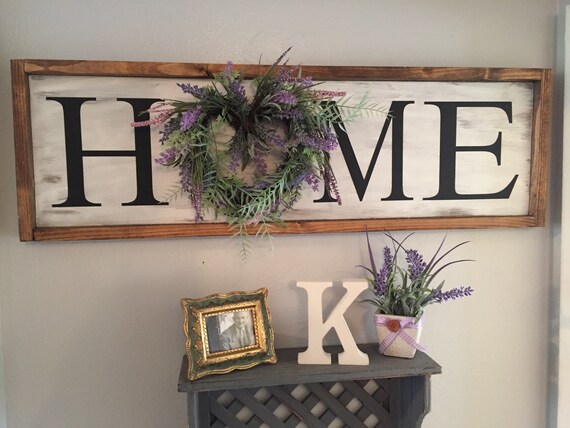 Farmhouse Home Sign With Wreath Home Sign Farmhouse Wreath Etsy