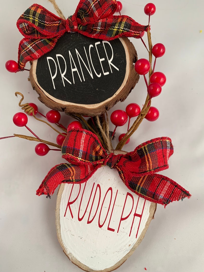 Reindeer Names Ornaments Wood Slice Christmas Ornaments Etsy