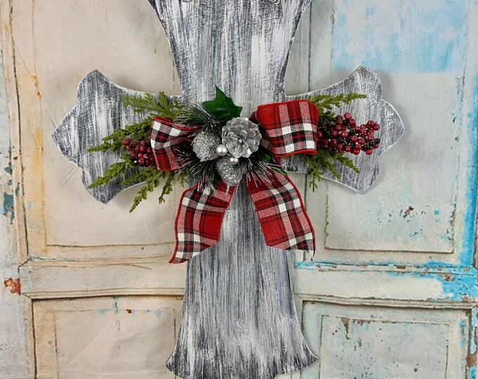 Christmas Cross Door Hanger Christmas Door Decor Christmas Etsy