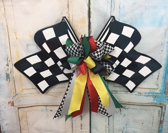 Indianapolis 500, Indy 500 Wreath, Indy 500, NASCAR Door Hanger, NASCAR Checkered Flag, Racing, NASCAR Racing, Nascar, Racing Decor