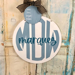 Baby Door Hanger, Hospital Door Hanger, Monogram Hospital Door Hanger, Monogram Baby Door Hanger, Baby Boy Door Hanger, Boy Door Hanger