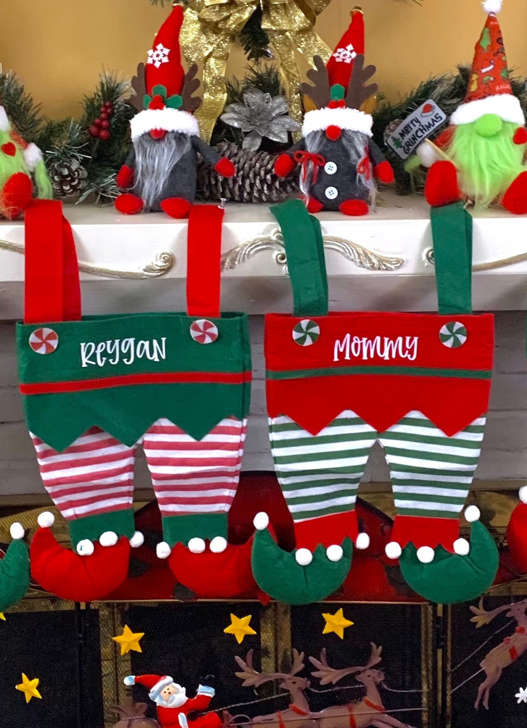 Personalized Christmas Stocking, Elf Stocking, Elf Pants Stocking, Christmas Elf Stocking 