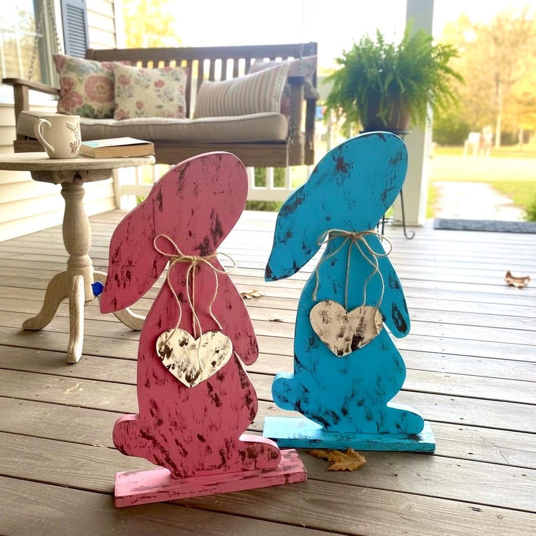 Wood Porch Bunny, Easter Decor, Spring, Rustic - Etsy