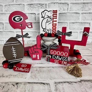 Georgia Bulldogs, Georgia, Football Tier Tray Decor, Dawgs, Georgia Tailgate, Game Day, Tier Tray Decor, Football, Georgia Garland, sic'em