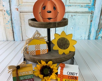 Fall Tier Tray Decor, Pumpkin Tier Tray Bundle, Thanksgiving Tier Tray Decor, Tier Tray Decor, Pumpkin Decor, Fall Mini Book Stacks, Rustic