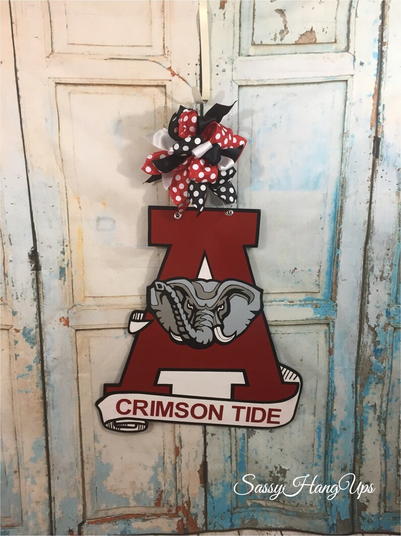 Alabama Door Hanger Alabama Crimson Tide Door Hanger Alabama Etsy