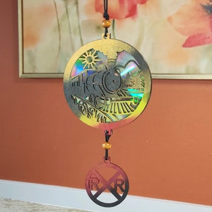 Steam Train Suncatcher: Laser Cut Wood, Rainbow Prism Light Reflector DVD CD SC26