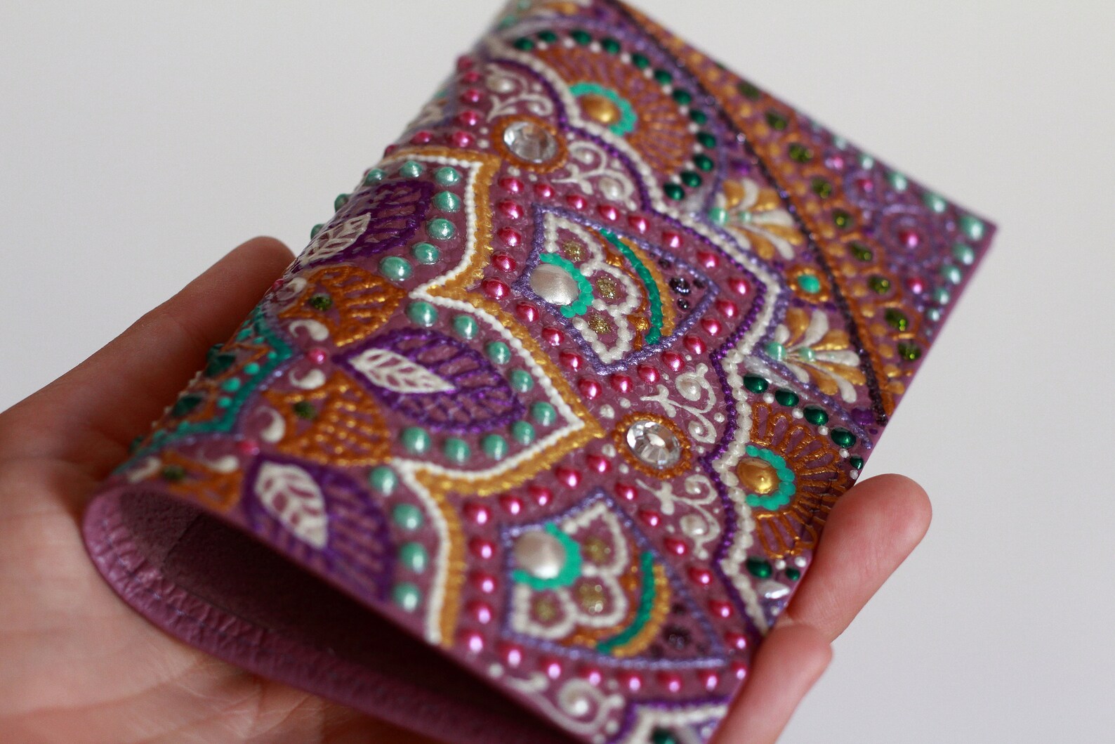 Unique Leather purple passport holder for women with painted Etsy