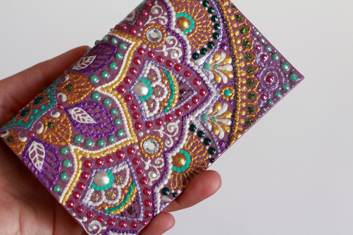 Unique Leather purple passport holder for women with painted Etsy