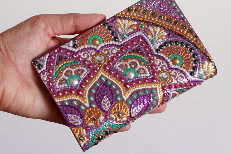Unique Leather purple passport holder for women with painted Etsy