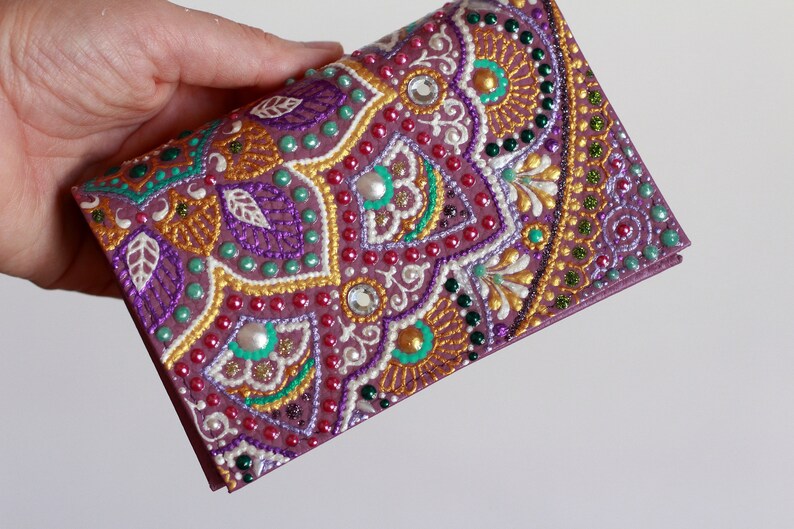 Unique Leather purple passport holder for women with painted Etsy