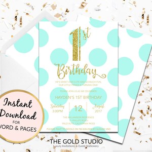 1 Geburtstag Einladung Sofortiger Download Madchen Rosa Etsy