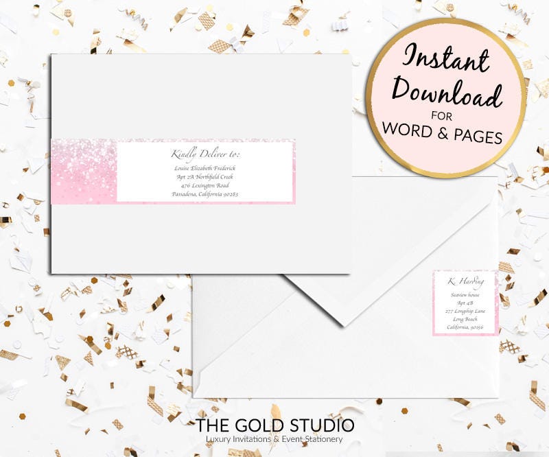printable pink sparkle return address labels envelope wrap address labels in pages