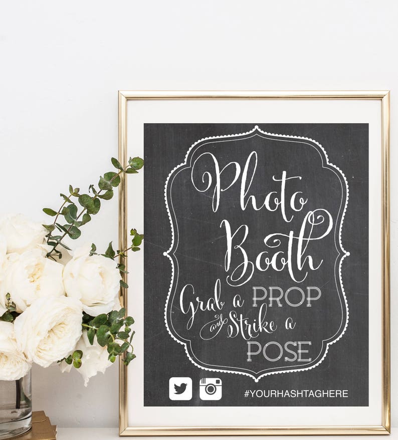 Photo booth Instant Download editable hashtag template sign | Etsy