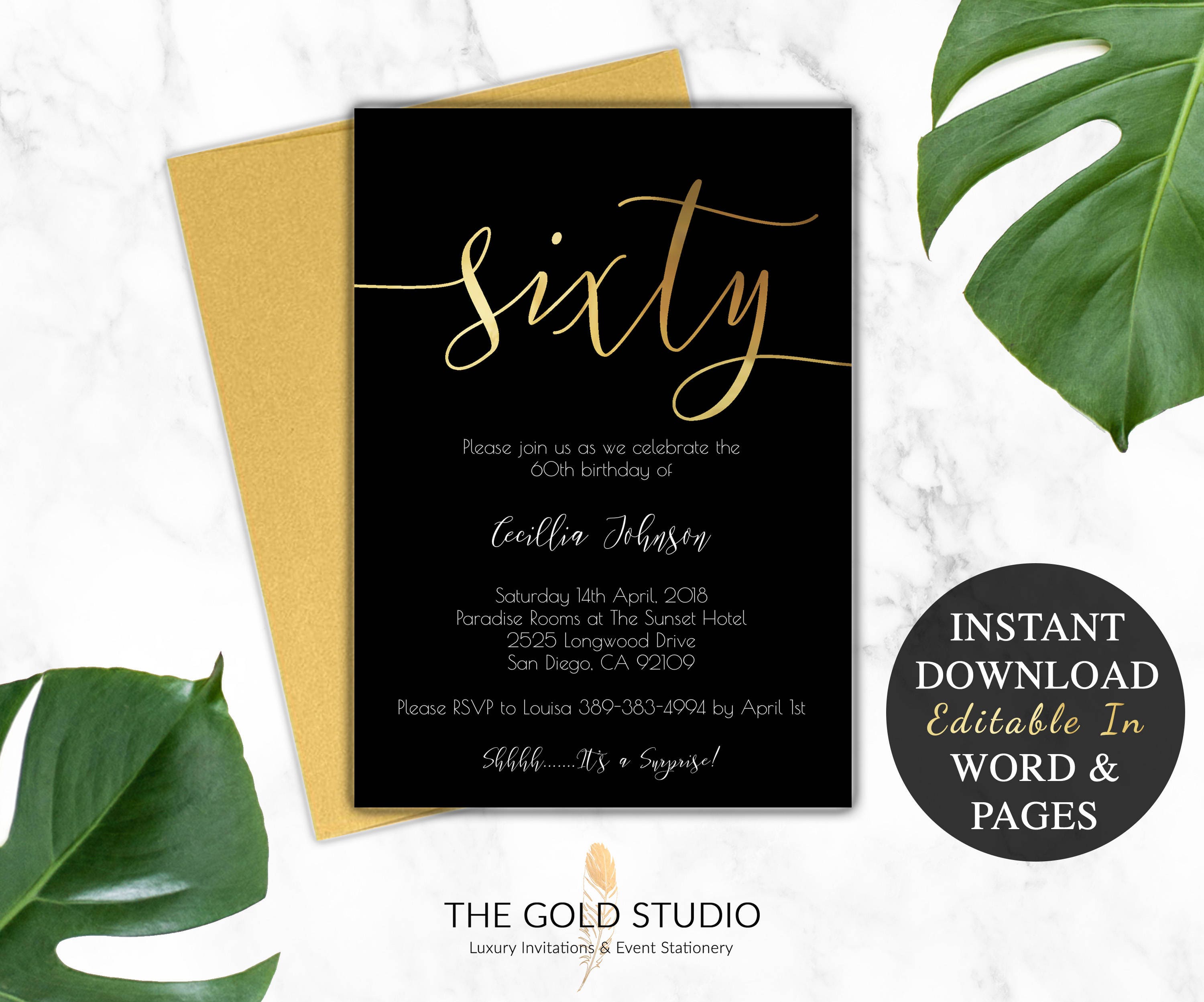60th birthday invitation instant download diy editable 60th birthday invites