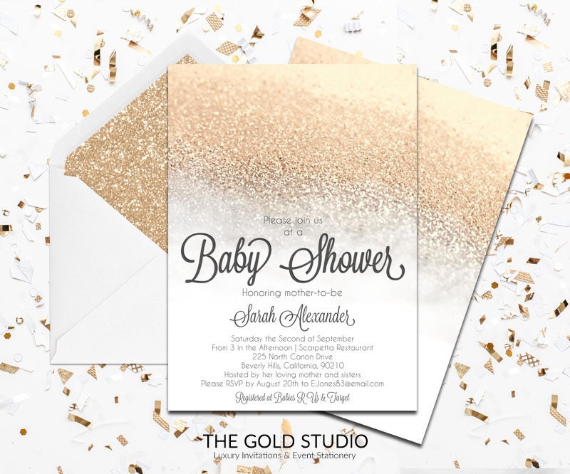 glam baby shower invitations