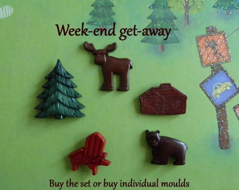 Adirondack Chair Silicone Molds for DIY Crafts. Log Cabin, Spruce Tree, Moose and Bear Molds